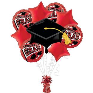 Red Congrats Grad Foil Balloon Bouquet - True to Your School